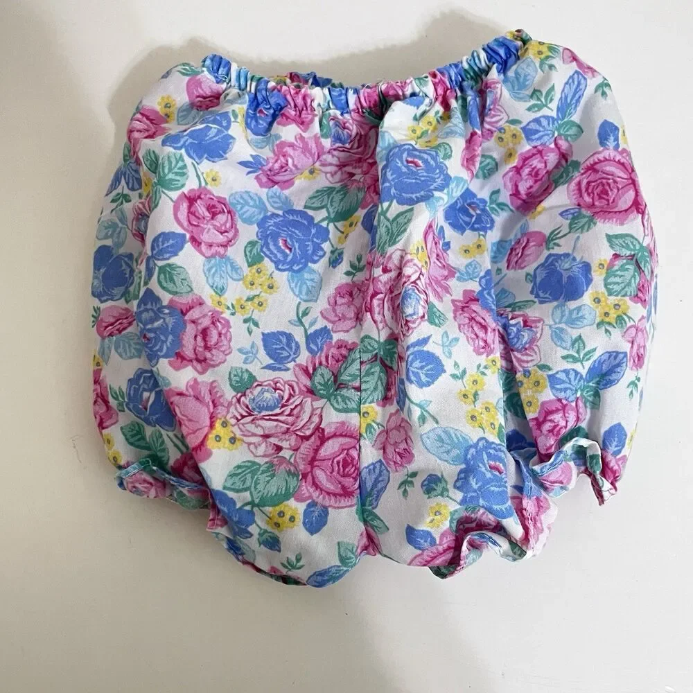 Vintage Ruth Scharf Floral Roses Dress and Bloomers 2-Pc Set Girls SZ 24 Months